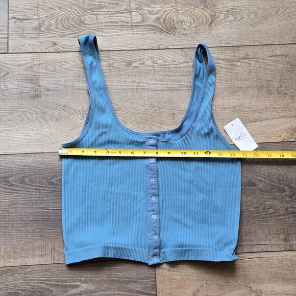 Forever 21 Ribbed Button-Up Crop Top (**Set of 2**) Powder Blue and Sage Green - Picture 5 of 14